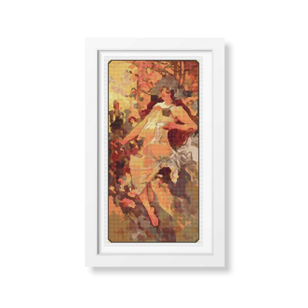 Autumn Counted Cross Stitch Kit Alphonse Mucha