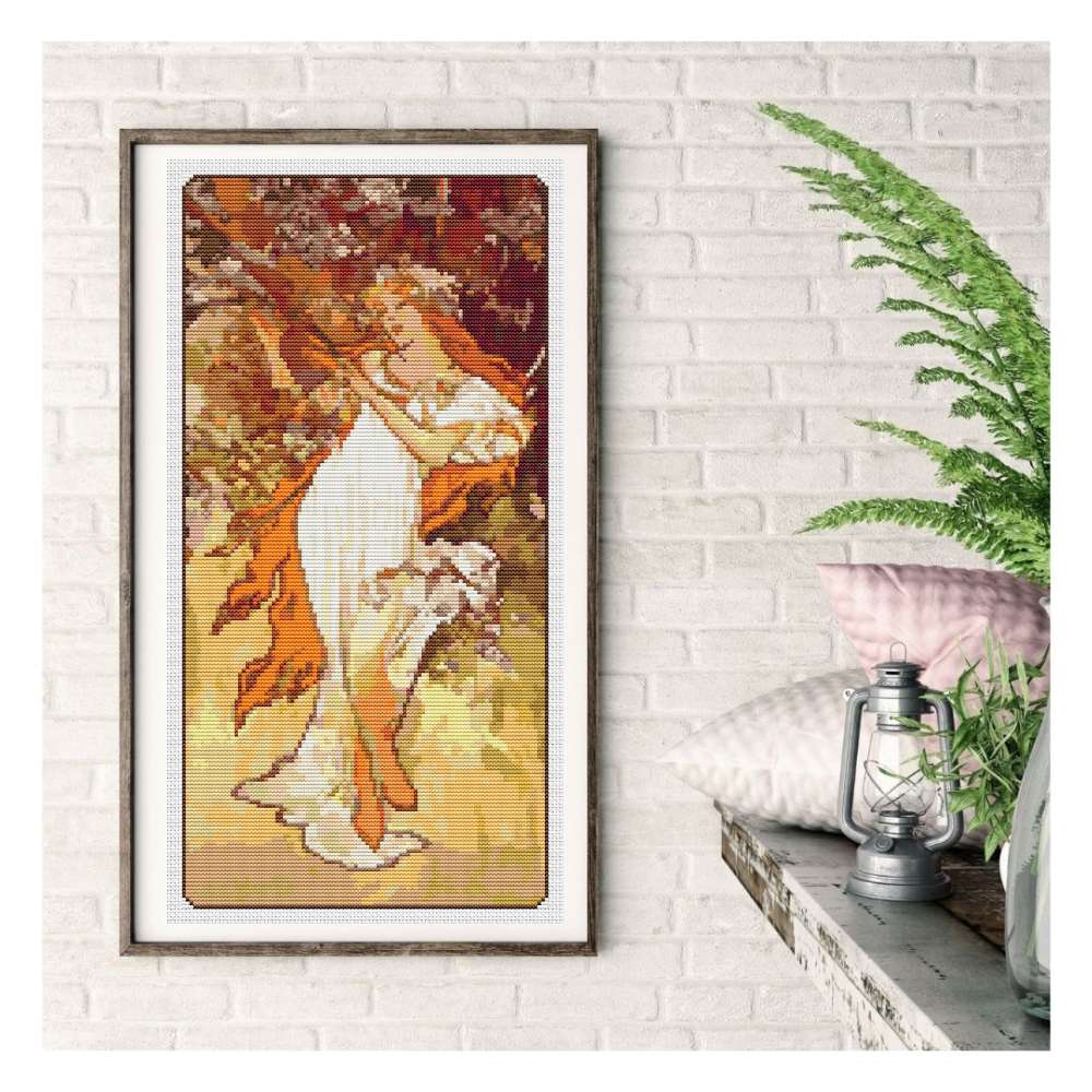 Spring Counted Cross Stitch Kit Alphonse Mucha