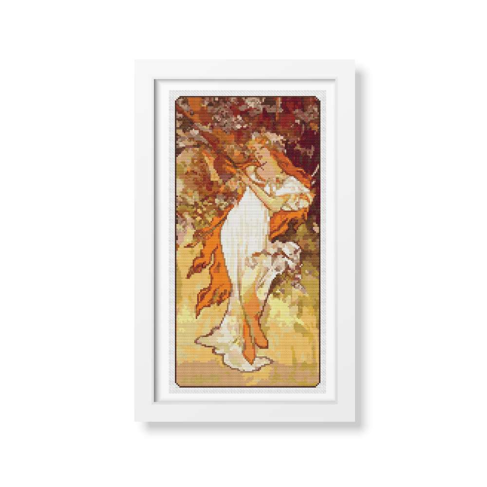 Spring Counted Cross Stitch Kit Alphonse Mucha