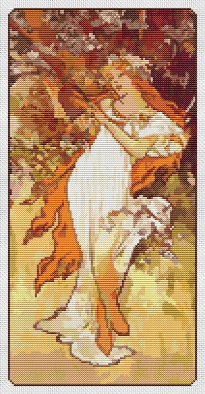 Spring Counted Cross Stitch Kit Alphonse Mucha