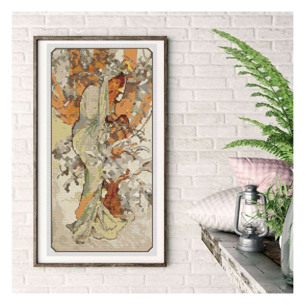 Winter Counted Cross Stitch Pattern Alphonse Mucha