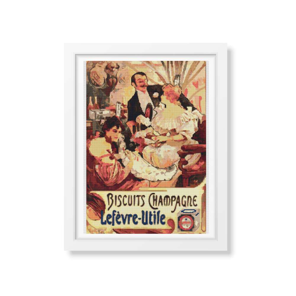 Biscuits Champagne-Lefèvre-Utile Counted Cross Stitch Kit Alphonse Mucha