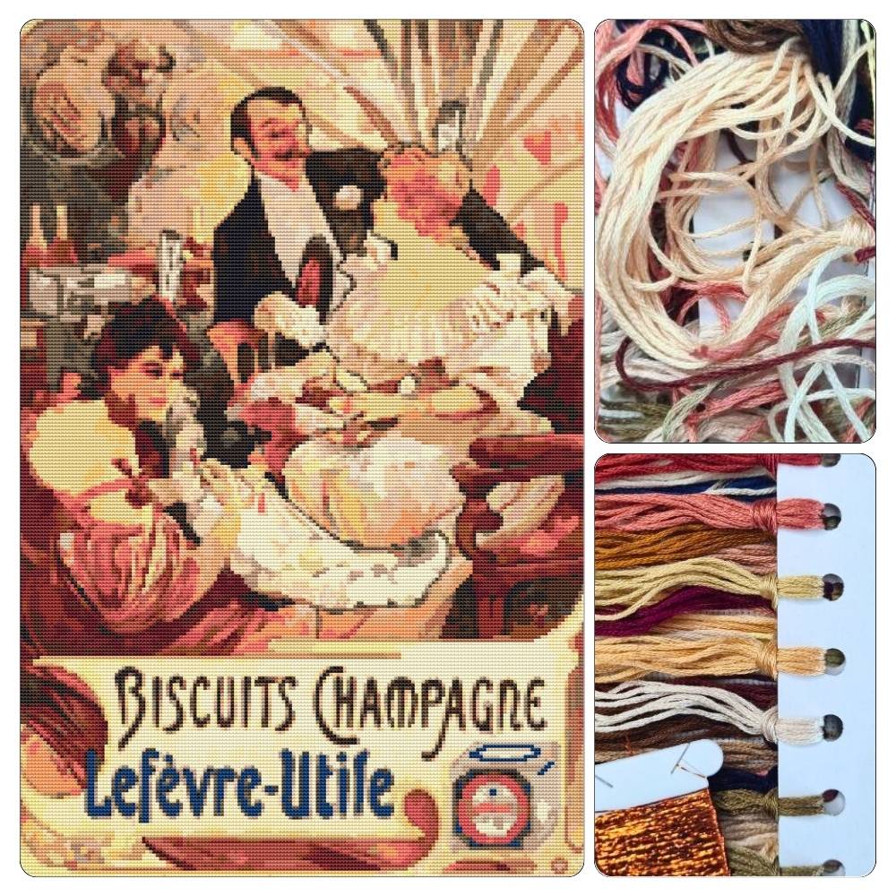 Biscuits Champagne-Lefèvre-Utile Counted Cross Stitch Kit Alphonse Mucha