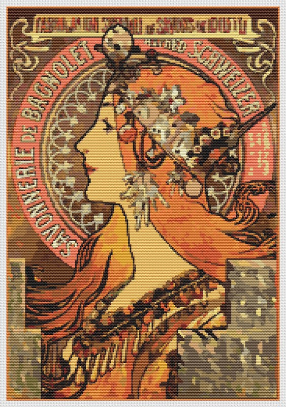 Savonnerie de Bagnolet Counted Cross Stitch Kit Alphonse Mucha