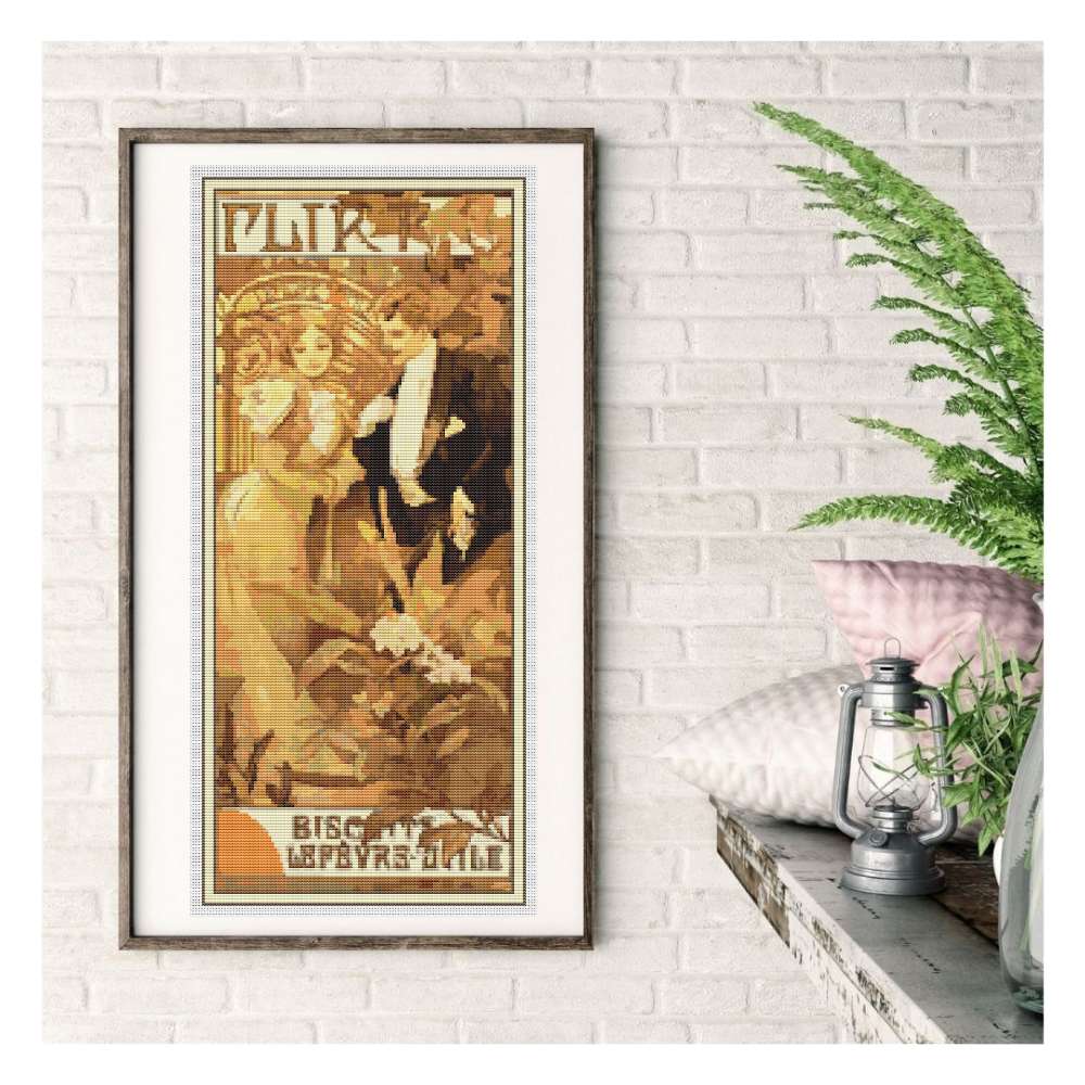 Flirt Counted Cross Stitch Kit Alphonse Mucha