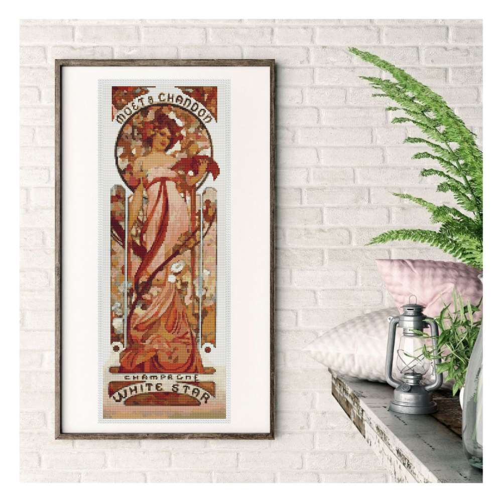 White Star Counted Cross Stitch Kit Alphonse Mucha