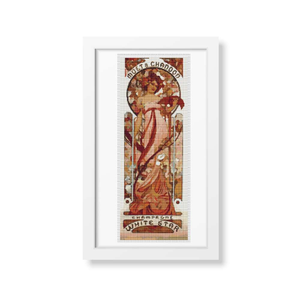 White Star Counted Cross Stitch Kit Alphonse Mucha