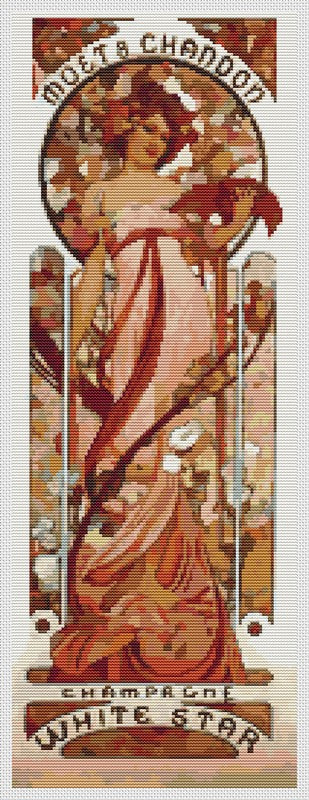 White Star Counted Cross Stitch Kit Alphonse Mucha