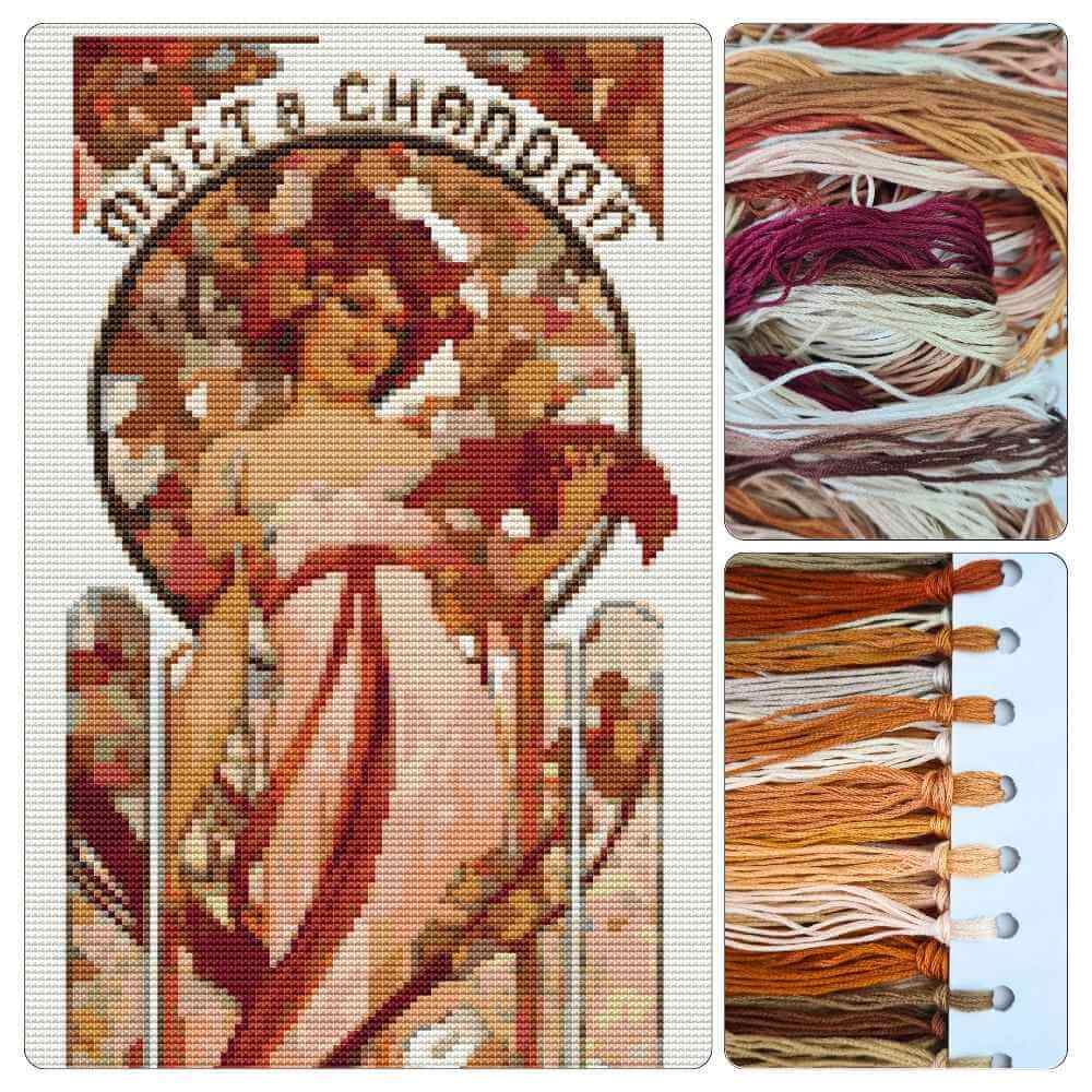 White Star Cross Stitch Kit - Premium Cross Stitch Kit - Alphonse Mucha