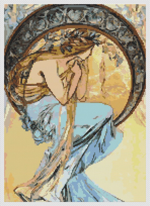 Poetry Counted Cross Stitch Pattern Alphonse Mucha