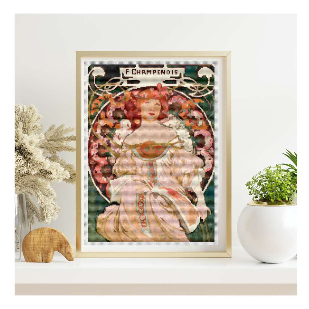 Champenois Counted Cross Stitch Kit Alphonse Mucha