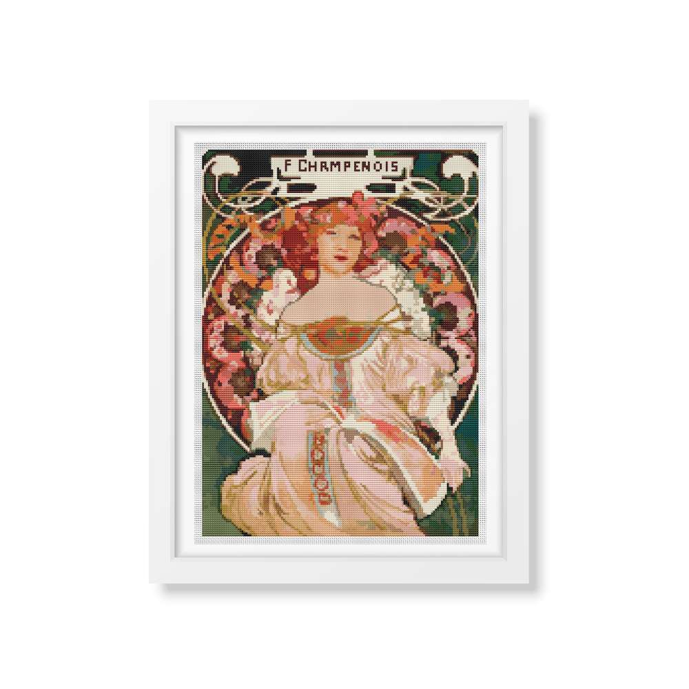 Champenois Counted Cross Stitch Kit Alphonse Mucha