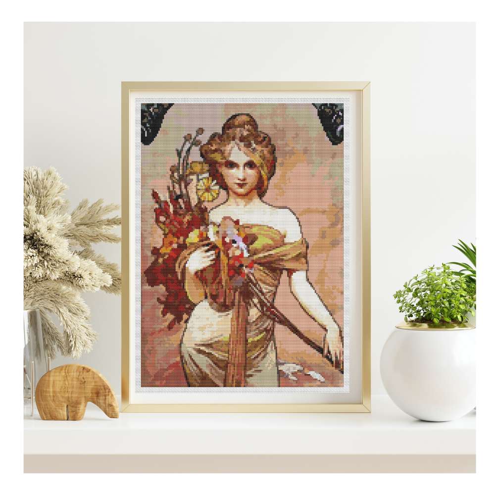 Spring Ellipse Counted Cross Stitch Kit Alphonse Mucha