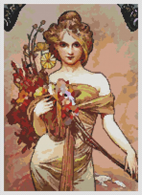 Spring Ellipse Counted Cross Stitch Kit Alphonse Mucha