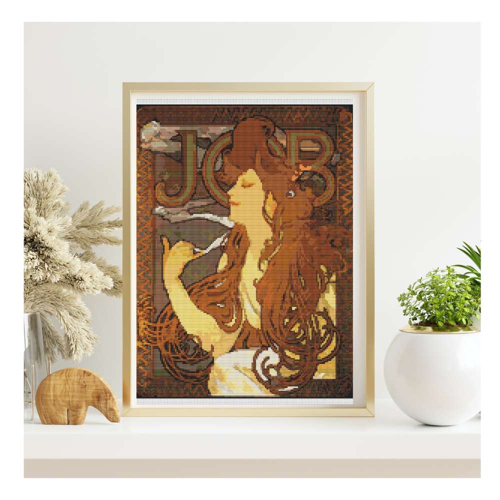 Job Counted Cross Stitch Pattern Alphonse Mucha