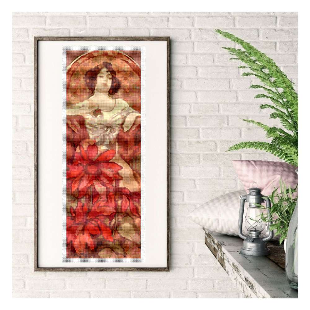 Ruby Counted Cross Stitch Kit Alphonse Mucha