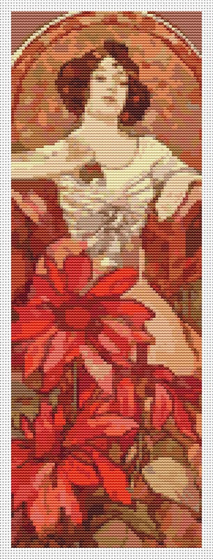 Ruby Counted Cross Stitch Pattern Alphonse Mucha