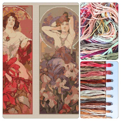 The Four Gemstones Cross Stitch Kit - Premium Cross Stitch Kit - Alphonse Mucha