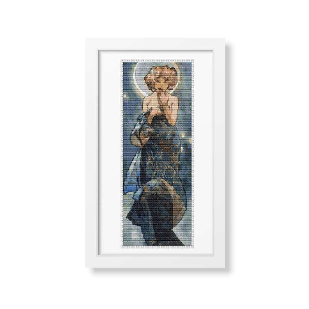 Claire Du Lune Counted Cross Stitch Pattern Alphonse Mucha