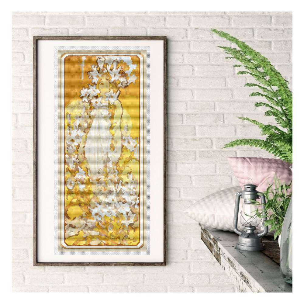 Lily Cross Stitch Pattern Alphonse Mucha