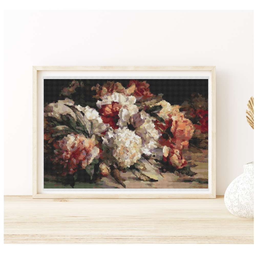 Peonies Counted Cross Stitch Pattern William Jabez Muckley