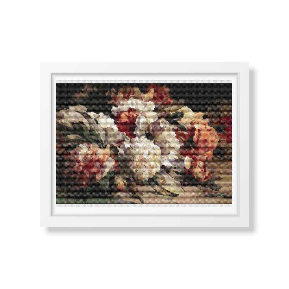 Peonies Counted Cross Stitch Kit William Jabez Muckley