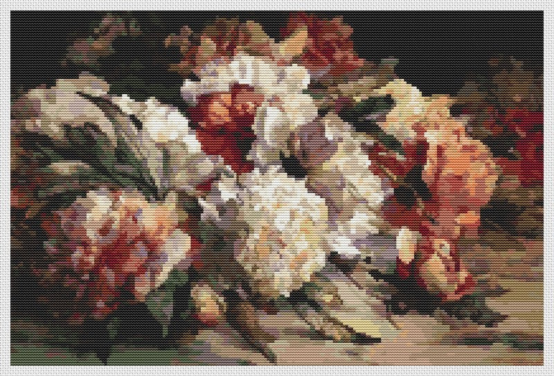 Peonies Counted Cross Stitch Kit William Jabez Muckley