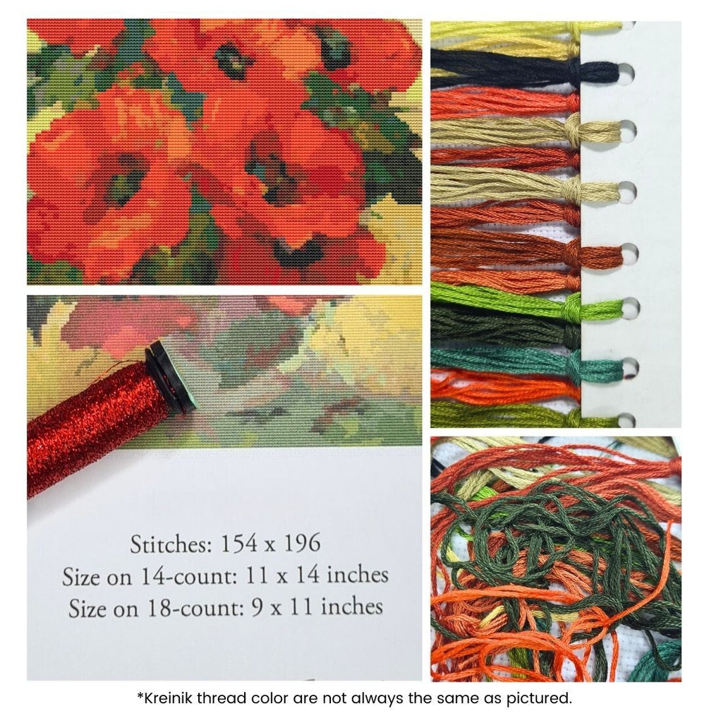 Poppies in a Vase Counted Cross Stitch Kit William Jabez Muckley