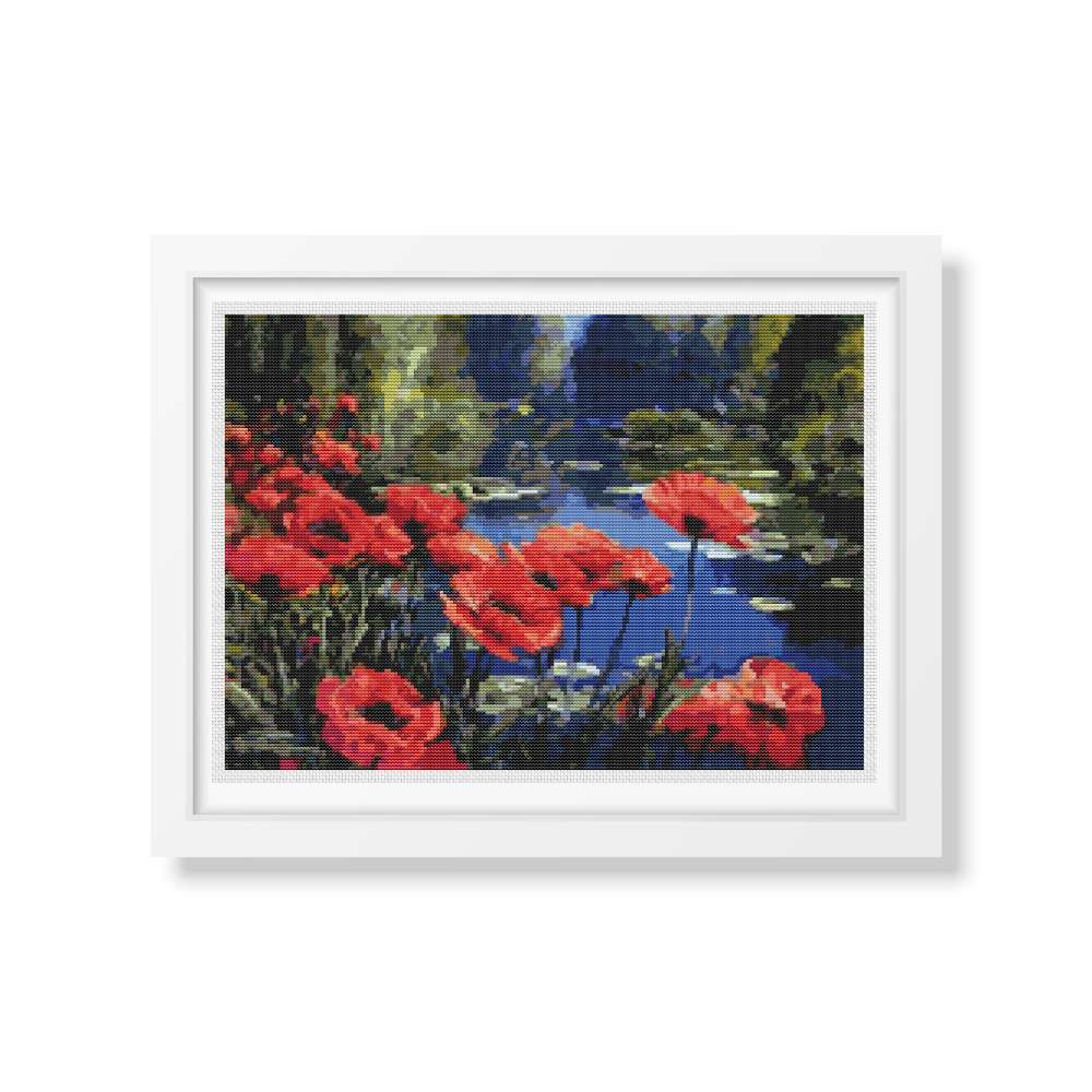 Poppies by the Pond Counted Cross Stitch Kit William Jabez Muckley