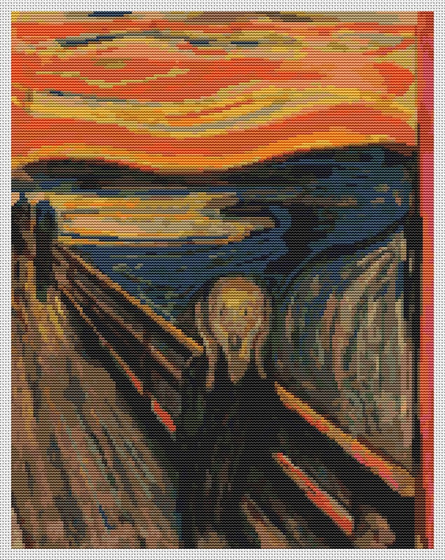 The Scream Counted Cross Stitch Pattern Edvard Munch