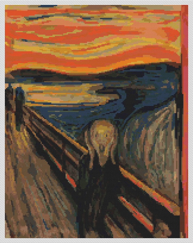 The Scream Counted Cross Stitch Pattern Edvard Munch