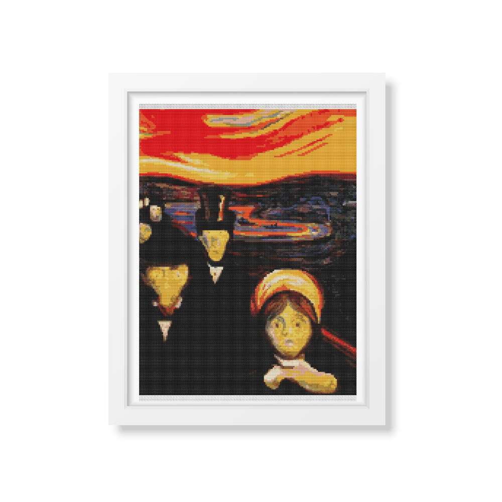 Anxiety Counted Cross Stitch Pattern Edvard Munch