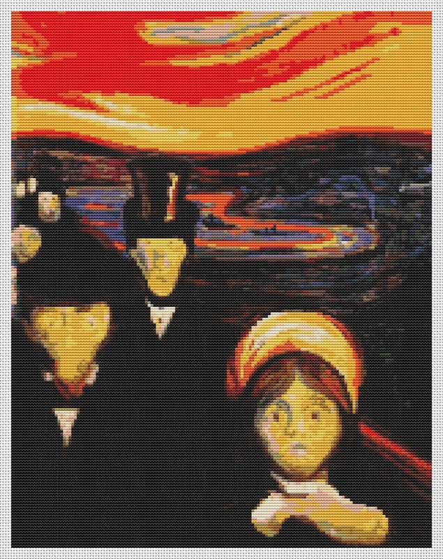 Anxiety Counted Cross Stitch Pattern Edvard Munch