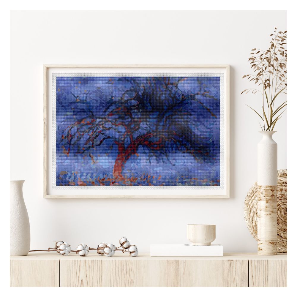 Evening Red Tree Counted Cross Stitch Kit Piet Mondrian