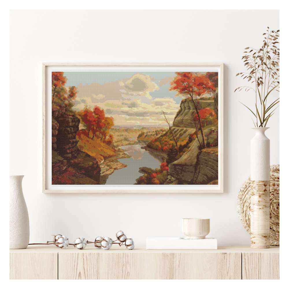 The Gorge at Letchworth Park Counted Cross Stitch Kit Levi Wells Prentice