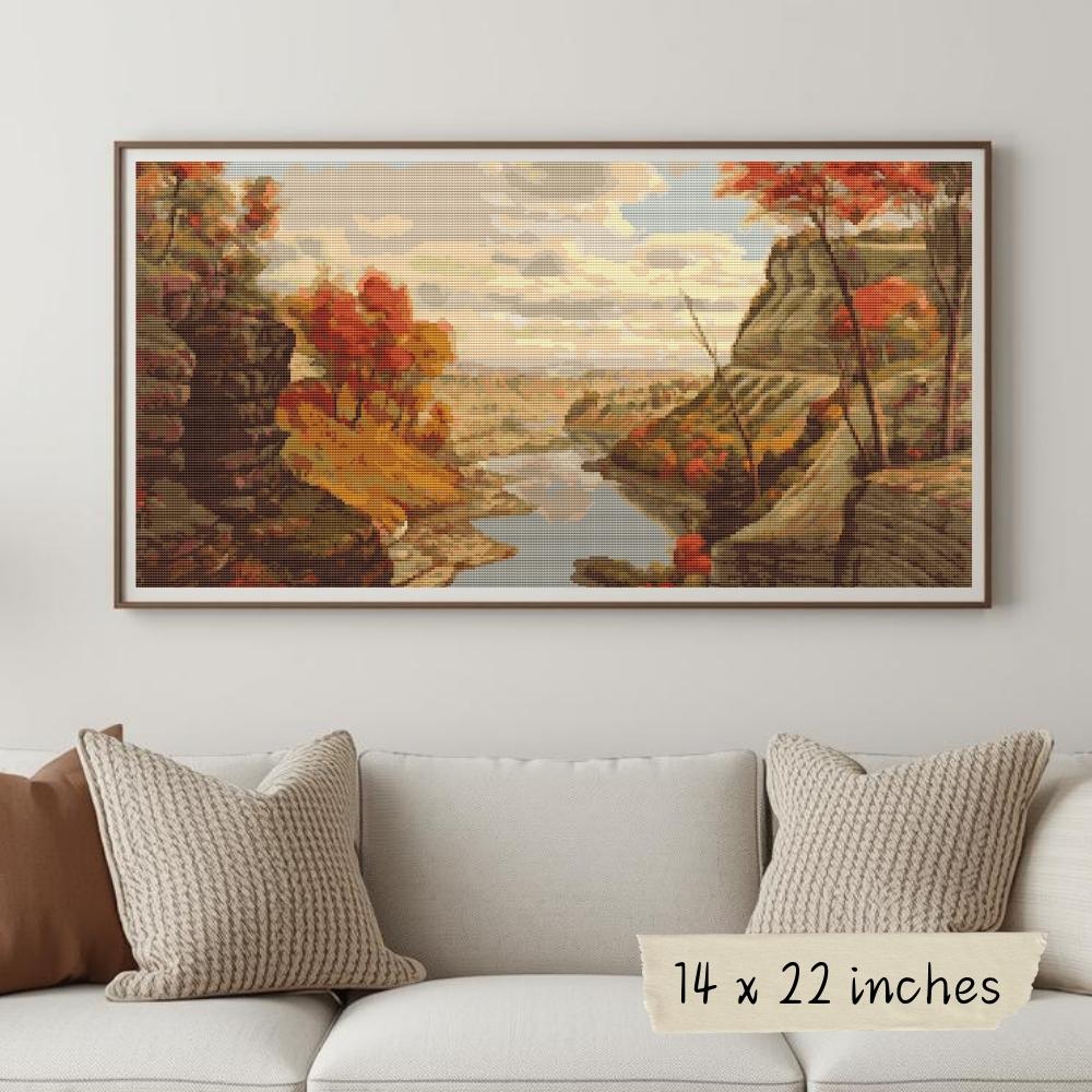 The Gorge at Letchworth Park Cross Stitch Kit - Premium Cross Stitch Kit - Levi Wells Prentice