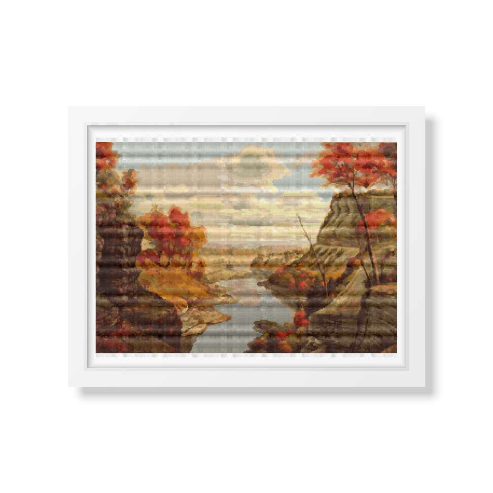 The Gorge at Letchworth Park Counted Cross Stitch Pattern Levi Wells Prentice