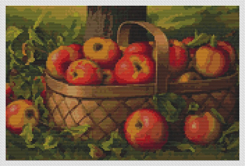 Apples in a Basket Counted Cross Stitch Pattern Levi Wells Prentice