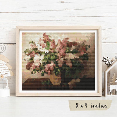 Lilacs in a Basket Cross Stitch Pattern
