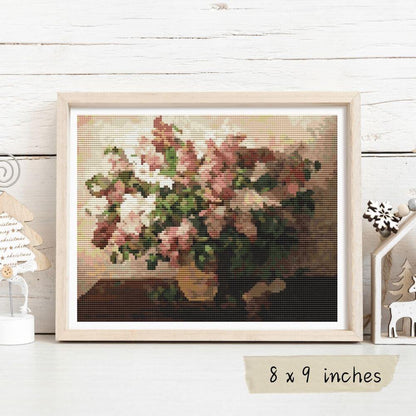 Lilacs in a Basket Cross Stitch Kit - Premium Cross Stitch Kit - Pyotr Konchalovsky