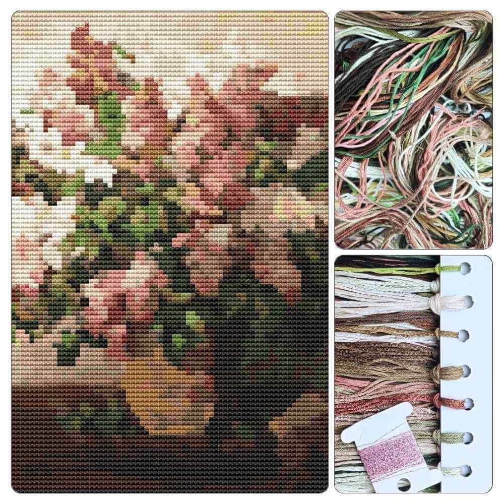 Lilacs in a Basket Cross Stitch Kit - Premium Cross Stitch Kit - Pyotr Konchalovsky