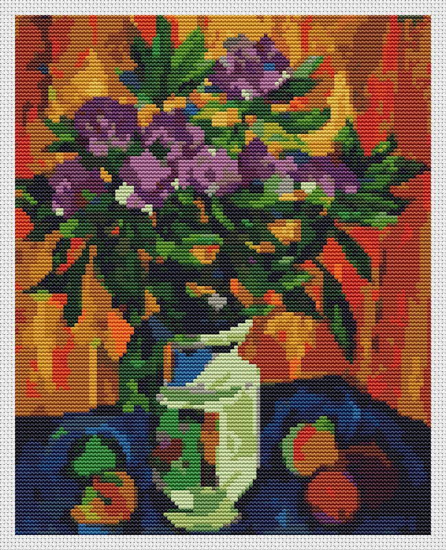 Still Life with Peonies in a Vase Counted Cross Stitch Kit Pyotr Konchalovsky