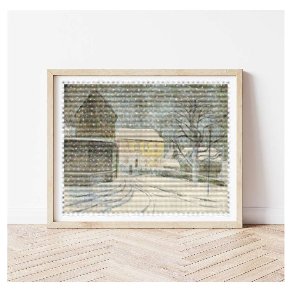 Halstead Road in Snow Counted Cross Stitch Kit Eric Ravilious