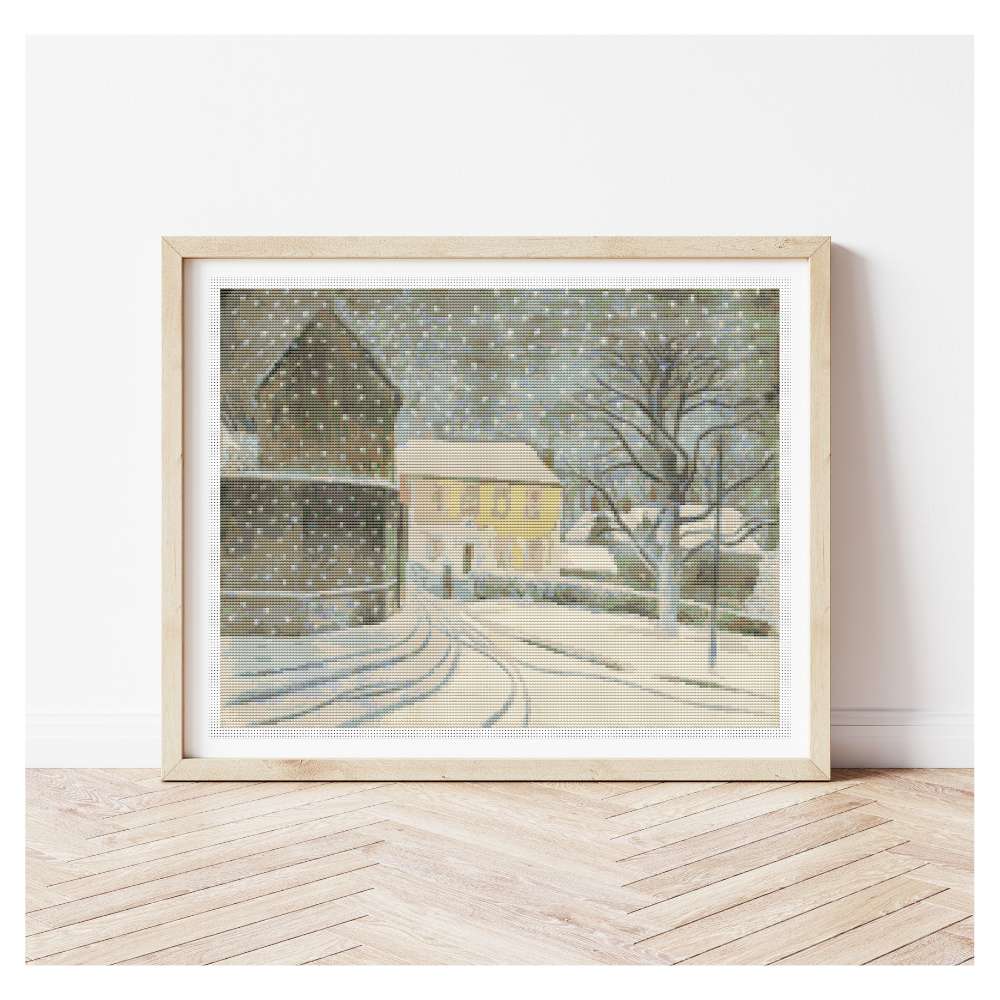 Halstead Road in Snow Counted Cross Stitch Pattern Eric Ravilious