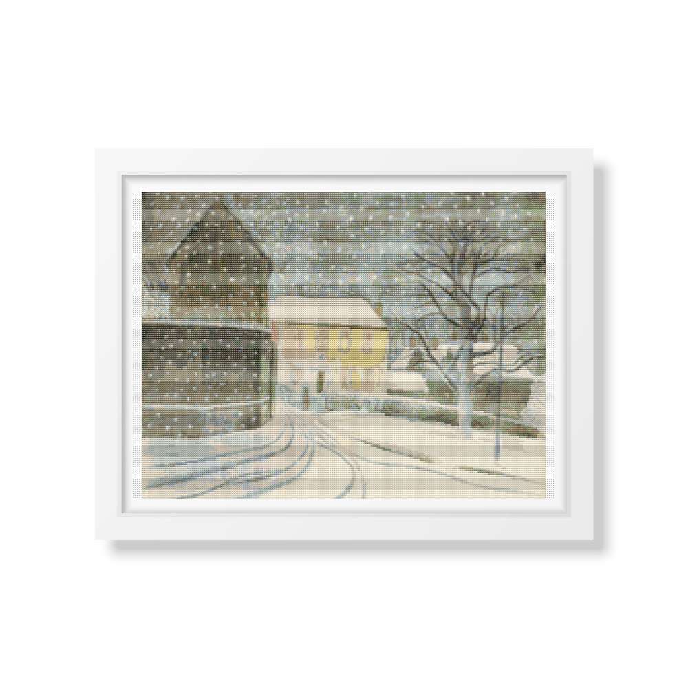 Halstead Road in Snow Counted Cross Stitch Pattern Eric Ravilious