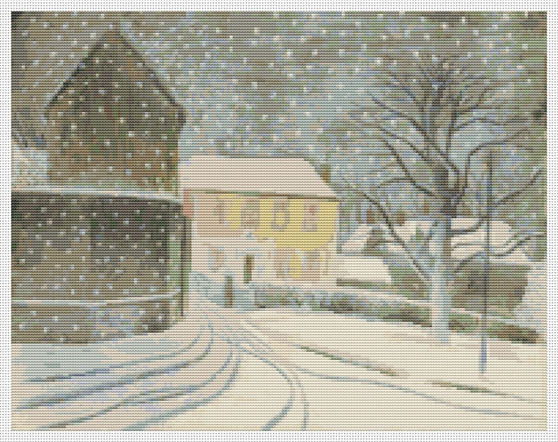 Halstead Road in Snow Counted Cross Stitch Pattern Eric Ravilious