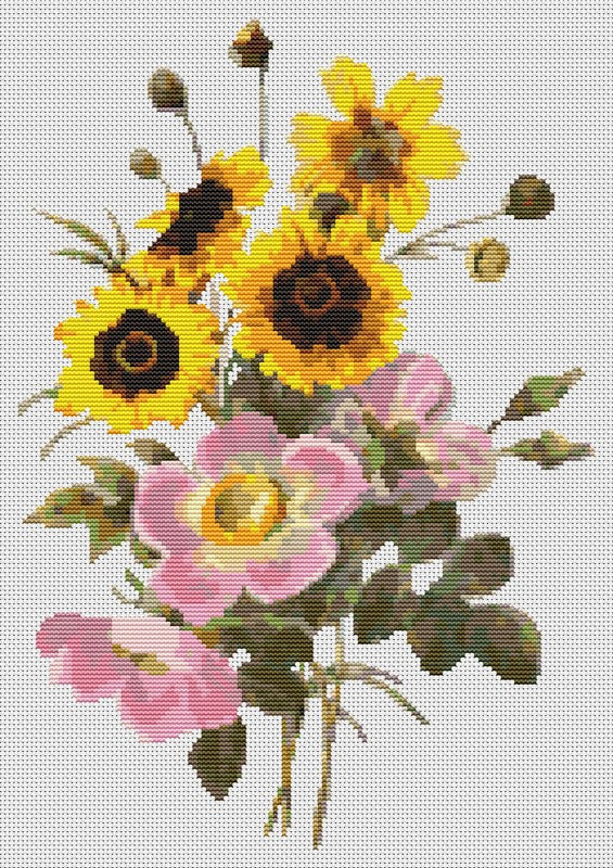 Flowers Counted Cross Stitch Kit (REDOU05) Pierre-Joseph Redouté