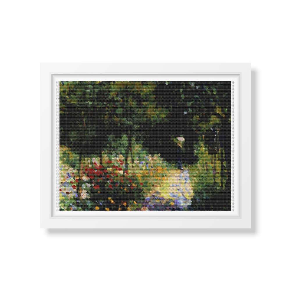 Woman at the Garden Counted Cross Stitch Pattern Pierre-Auguste Renoir