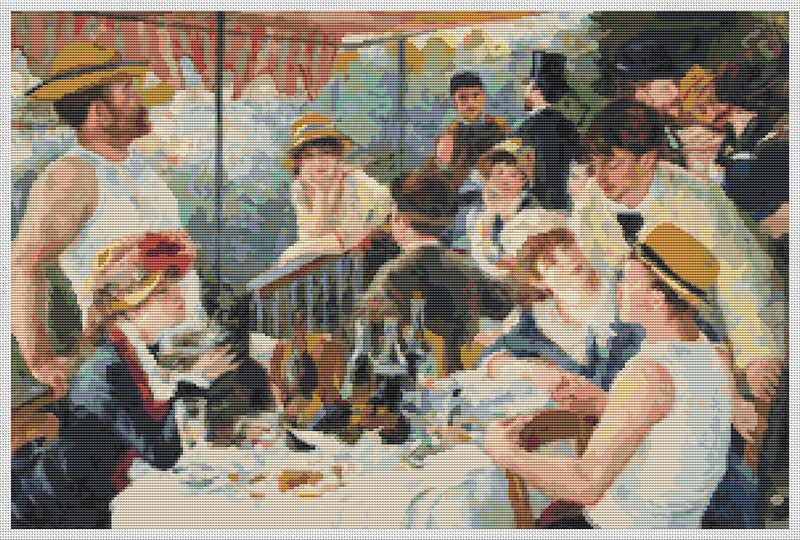 The Luncheon of the Boating Party Counted Cross Stitch Pattern Pierre-Auguste Renoir