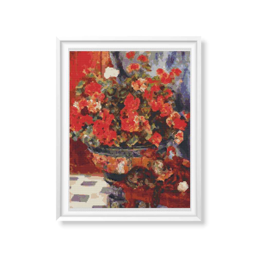 Geraniums and Cats Counted Cross Stitch Kit Pierre-Auguste Renoir